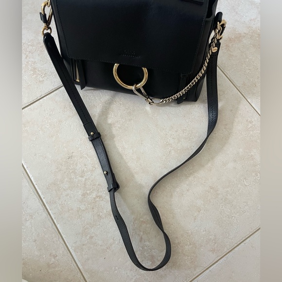 Chloe Faye Day Shoulder Bag Black with Gold Detail - Picture 13 of 13